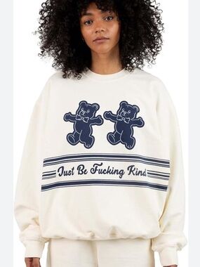 NEW The Mayfair Group Cream Sweatshirt with Blue Bear Design